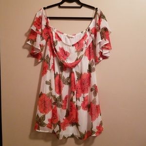 Off the Shoulder Rose Print Dress- NWT